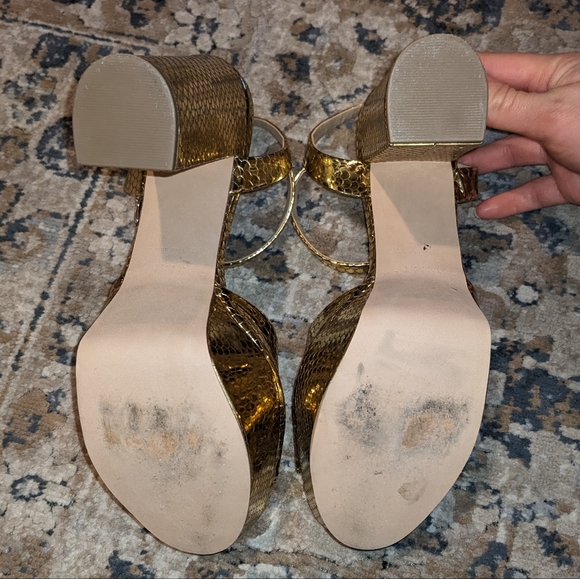 Daniella Shevel Vegan Skye Platform Gold Heel Sandal - Picture 3 of 5